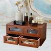 Wooden Desk Organizer with 4 Drawers Vintage Sundry Stationery Jewelry Storage Box for Home Office Tabletop Organizer