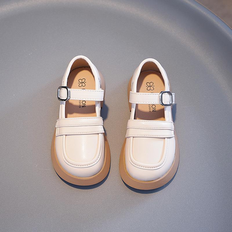 Обувь для девочек из кожи Весна Осень Модные детские туфли на плоской подошве Принцесса Черные однотонные туфли Нескользящие мягкие детские туфли Мэри Джейн Повседневные