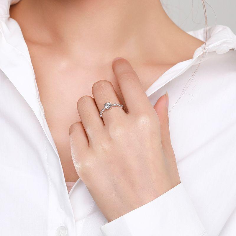 Ada Jewelry Plata 925 Joyas Sterling Silver Luxury Niche Design Round Zircon Index Finger Ring for Women