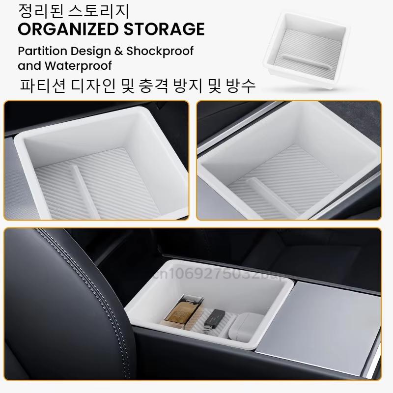 Xiaomi For Tesla Model Y YL Juniper Model 3 Highland 2026 Console & Armrest Storage Box ABS Non-slip Mat Cup Holder Box Accessories