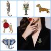 1PC Dog Leopard Pin For Women Girls Elephant Frog Vintage Rhinestone Baroque Style Animal Brooches Coat Suit Accessories