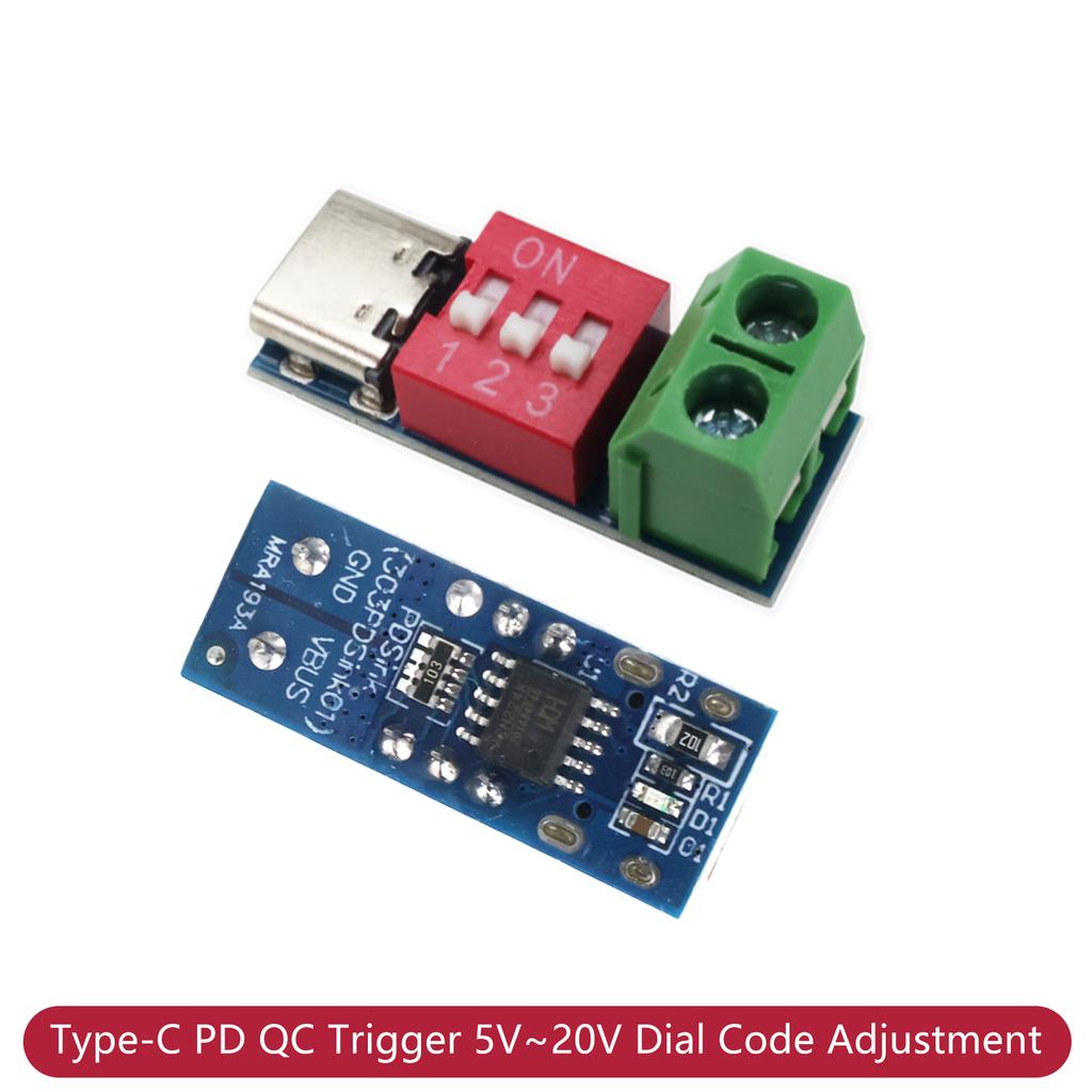 1-20 шт. Type-C PD QC Триггер 5В-20В Регулировка кодом циферблата Быстрая зарядка 100 В Модуль-обманка DIP-переключатель для DIY источника питания