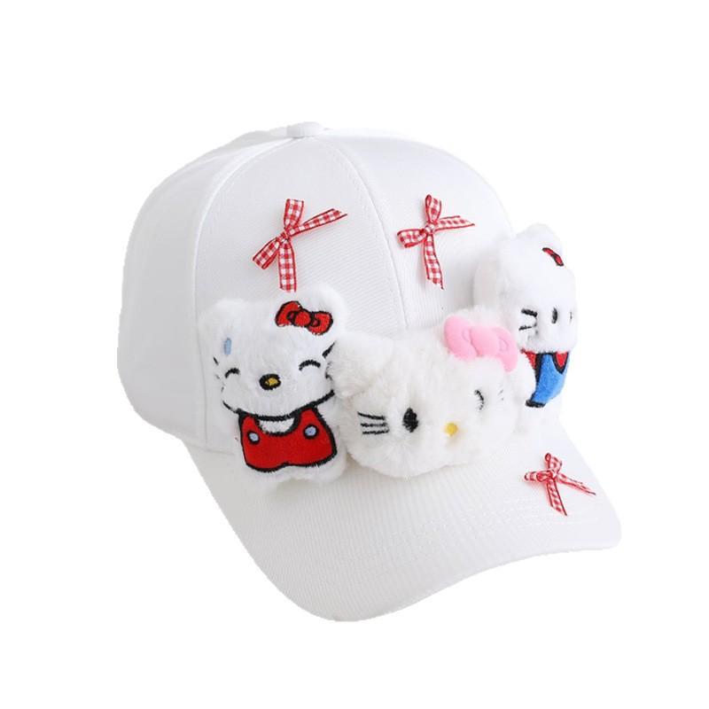 New sweet and cute cat bow cap children yk Yabi wind show face small baseball cap