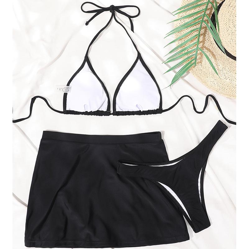 2025 European and American High-Waisted Triangle Slit Bikini Set - Sexy Three-Piece Women's Swimwear