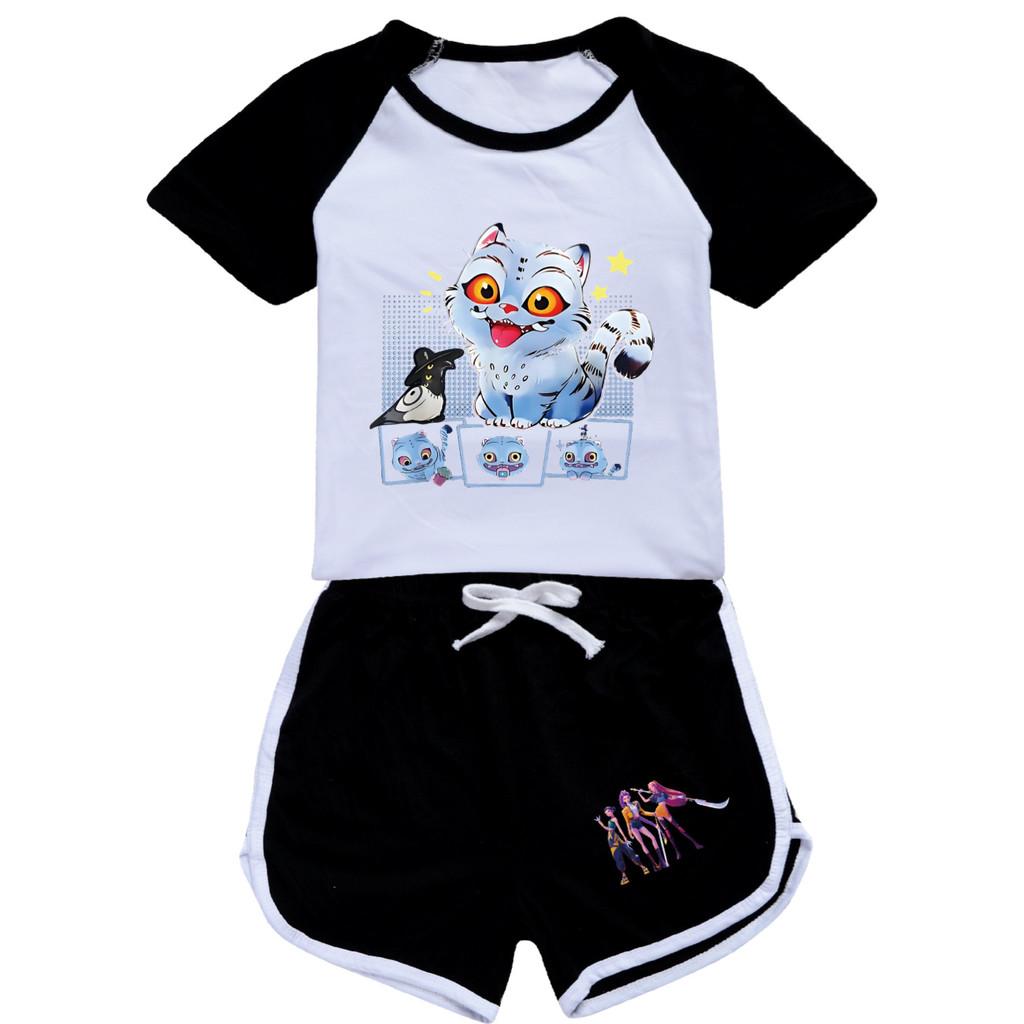 Kids Girls Anime Cartoon POP Singer Super Star Zoey Rumi Mira Print Short Sleeves T-Shirt Shorts Pants Casual Clothes Set