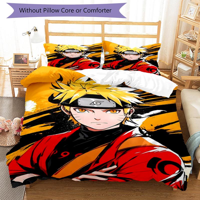 3pcs N-Narutos (4) Design Cover Set - HD Printed Bedding with 1 Cover and 2 Pillowcases - Perfect for Home and Dorm Decor