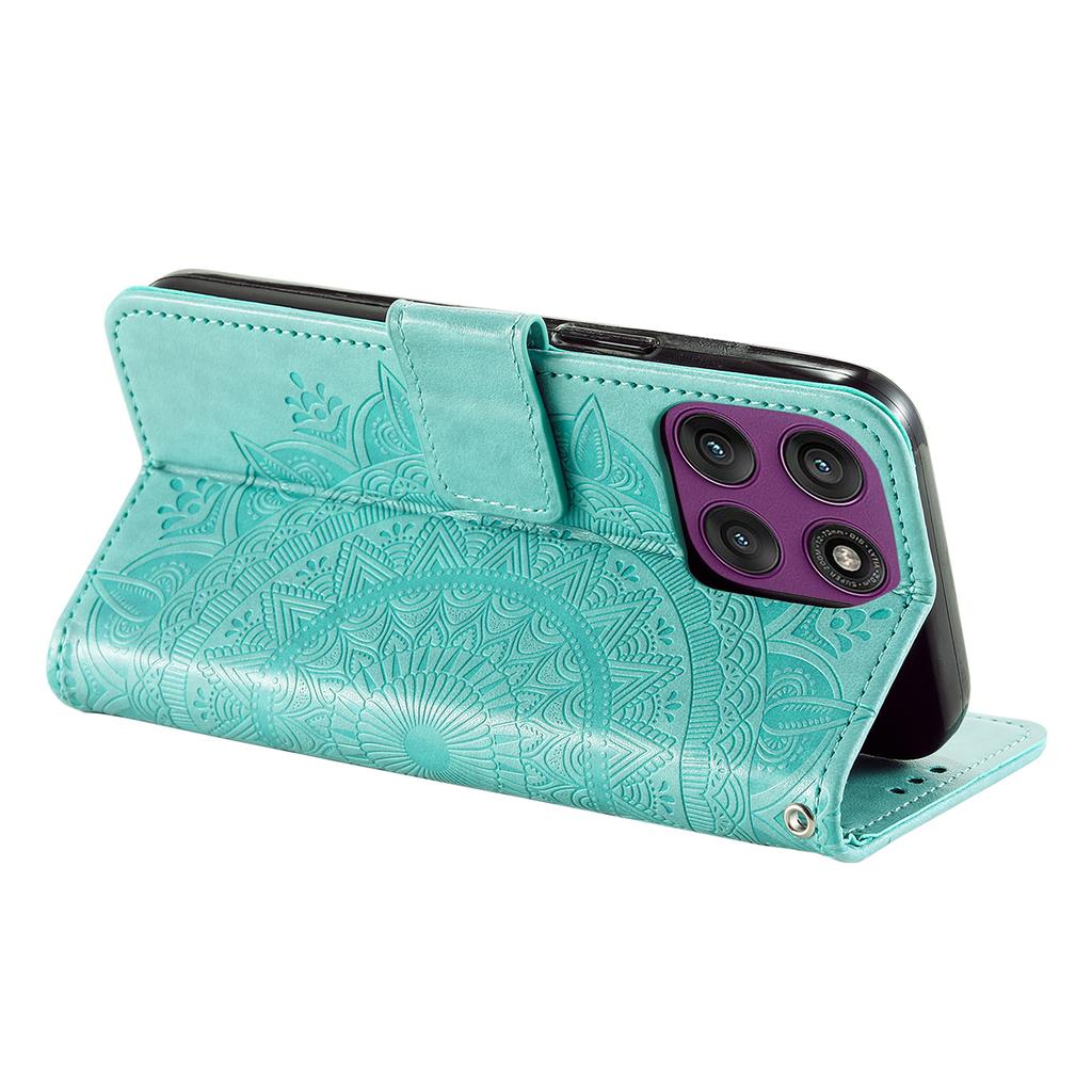 For Motorola Moto G86 5G Stand Case Imprinted Totem PU Leather Wallet Phone Cover with Wrist Strap