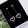 Exquisite Korean Simplicity Jewelry Gift Women's Fashion Temperament Crystal Long Tassel Heart Earrings