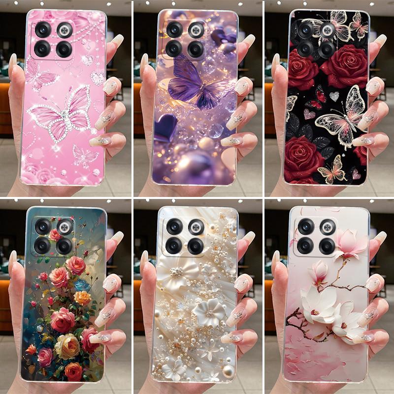 Phone Case For OnePlus Ace Pro/10T Casing Clear Slim Soft Silicone TPU Case Luxury Fashion Butterfly Flower Patterns Back Cover