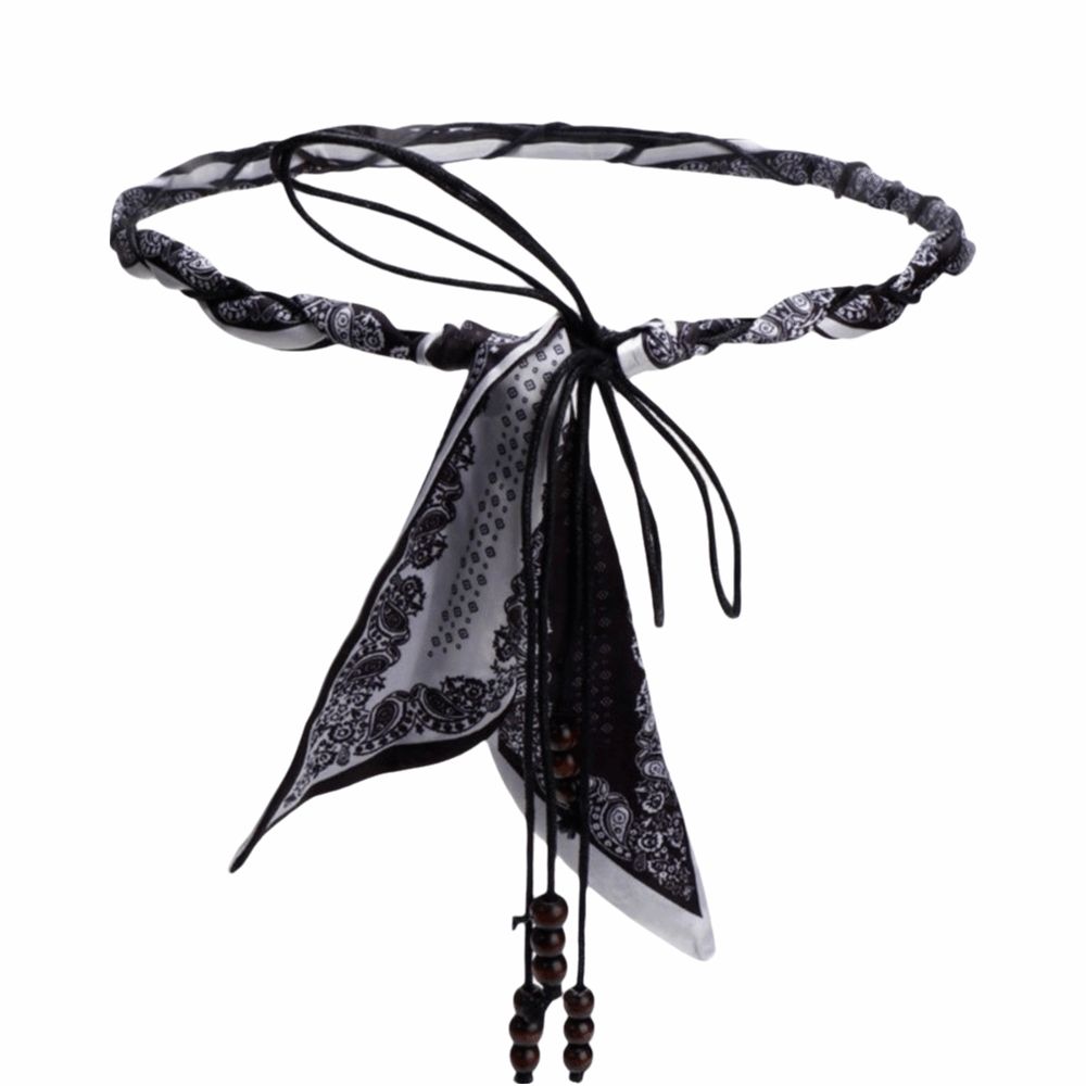 Wood Bead Tassel Flower Waist Chain Vintage Design Decorative Waist Rope With Skirt