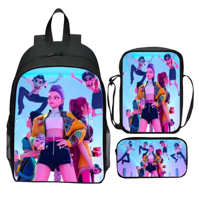 Новый принт Hunter Demon Girl Group Huntrix Kpop набор из трех предметов школьный портфель мультяшный рюкзак для начальной школы для мальчиков и девочек CLE