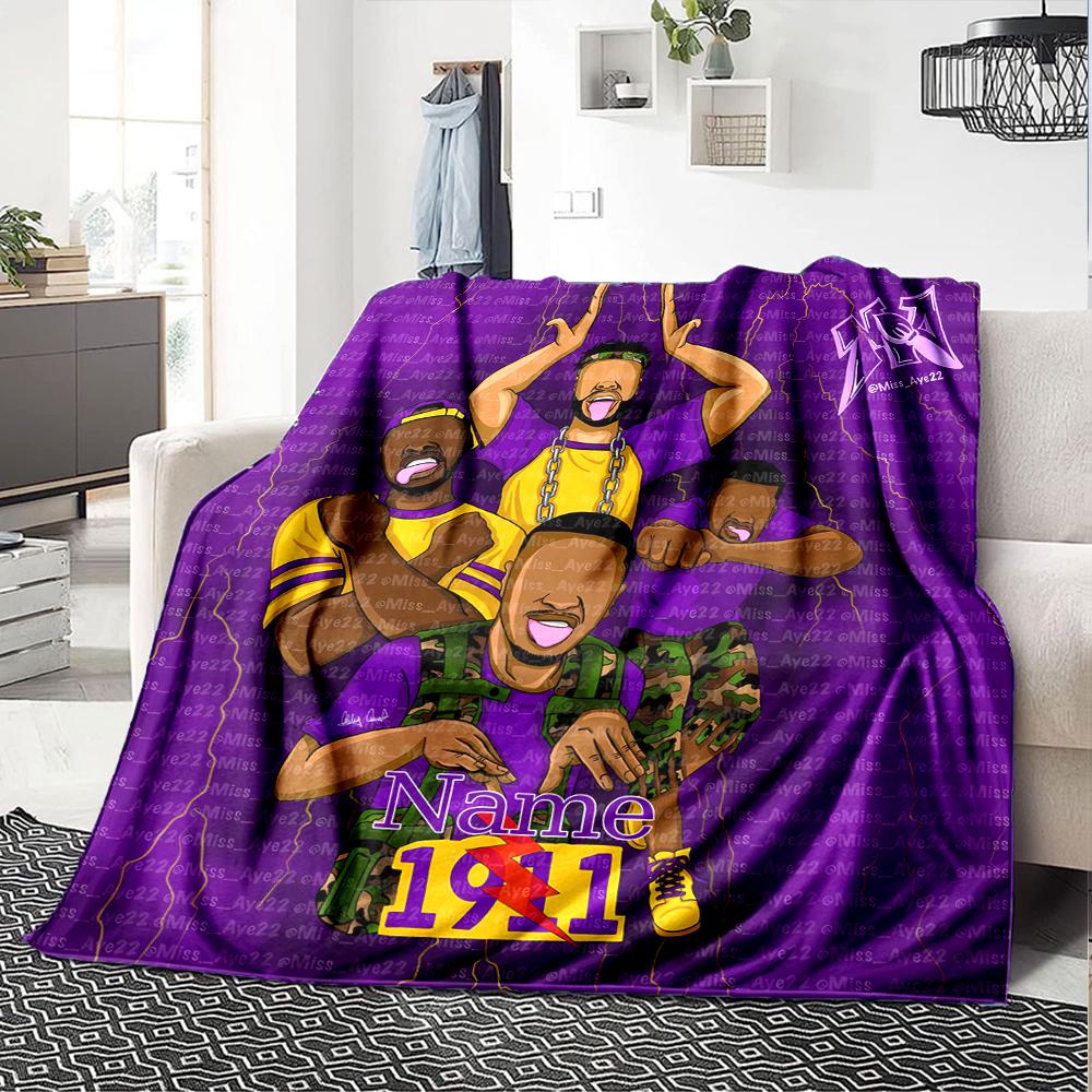 Customiz Name Personality Omega Psi Phi Blanket Soft &Warm Sofa Office Bed Travel Lunch Break Blanket, Gift Suitable All Seasons