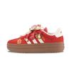 Adidas VL Court Bold Phoenix Crown And Auspicious Robe Suede Abrasion Resistant Low top Skateboard Shoes Women's Red KJ6852(Team836-)