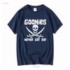 The Goonies Never Say Die Distressed Design T Shirt vintage Washed Comfortable graphic Top For Everyday Wear fashion Stretched