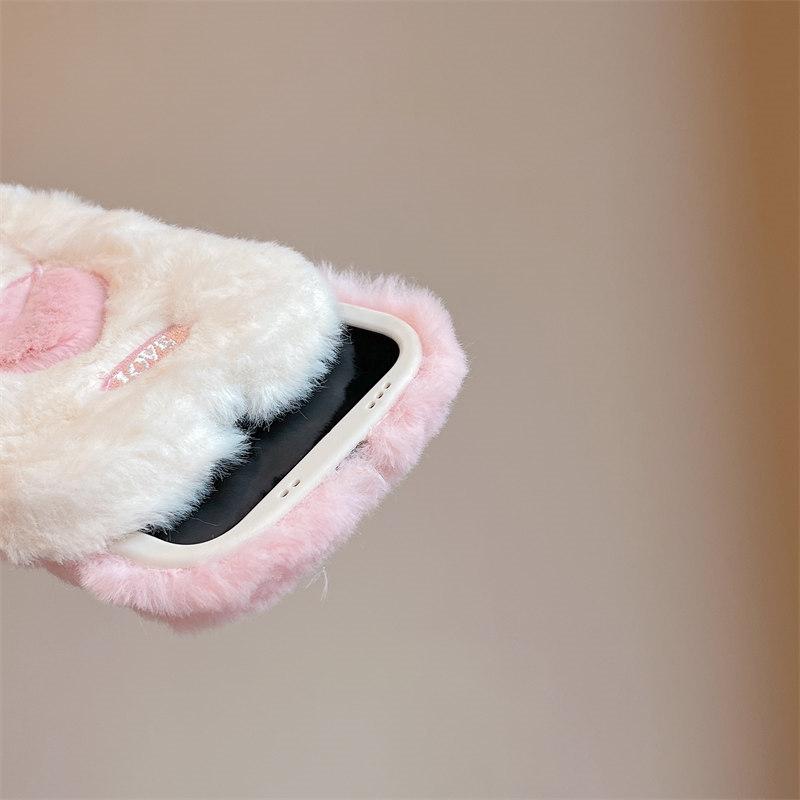 Осенне-зимний плюшевый чехол для объектива с рисунком свиньи в оправе для телефона iPhone 15 14 13 12 11 Pro Max, универсальный защитный чехол от падения