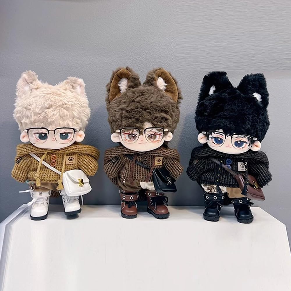 Nianniyhouse 10 см 15 см 20 см Мягкая одежда Шерстяная парка Брюки Рюкзак Очки Кожаная обувь Костюм с цветными блоками Одежда для кукол из хлопка Нарядная одежда (Тьма