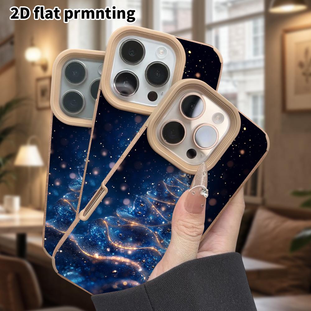 Phone case: Lambskin 2D Flat Samsung Galaxy A34 A35 M05 M06 S20 S22 S21 FE Plus 5G protective case, blue and gold sparkling, Christmas and Halloween g