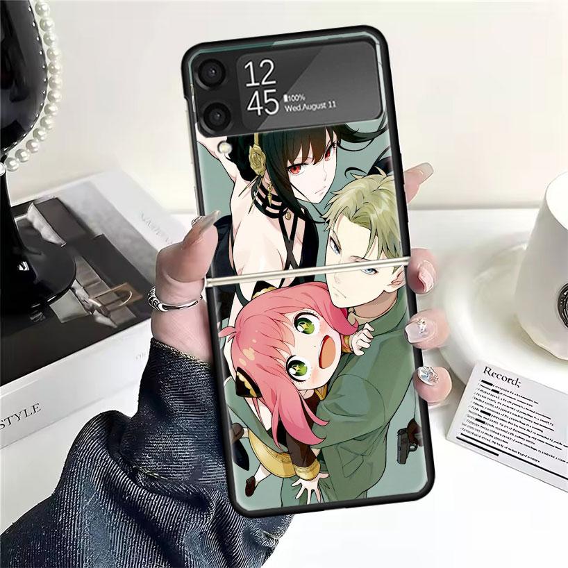 Anime S-Spy Family Anya Cases For Samsung Galaxy Z Flip 4 5 6 7 3 Z Flip7 Flip6 Flip4 Flip5 Flip3 5G Hard Shockproof Fundas Cove