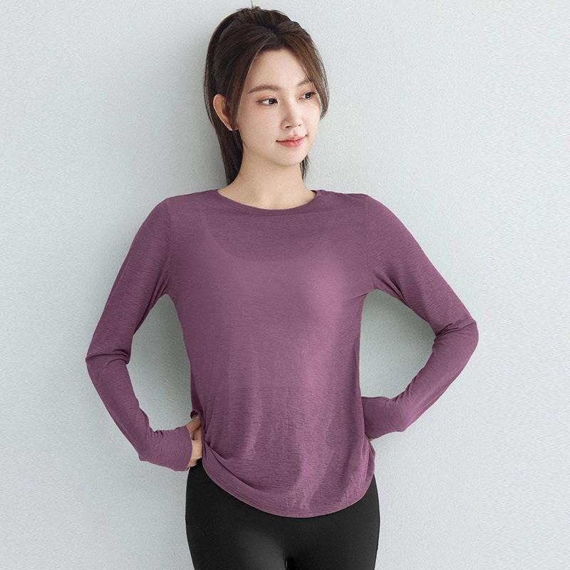 Women S Long Sleeve Yoga Sports Set Loose Fit Workout Top For Pilates Running