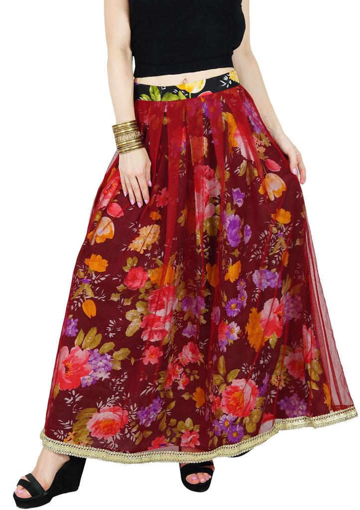 Bimba Женская длинная плиссированная двусторонняя юбка макси с цветочным принтом в стиле бохо-повседневная