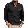 Autumn and Winter Men's Casual Long-sleeved Polo Men's Lapel T-shirt Colour Blocking Tops