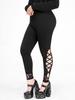Леггинсы Rosegal Plus Size с вырезом крест-накрест и кружевными вставками