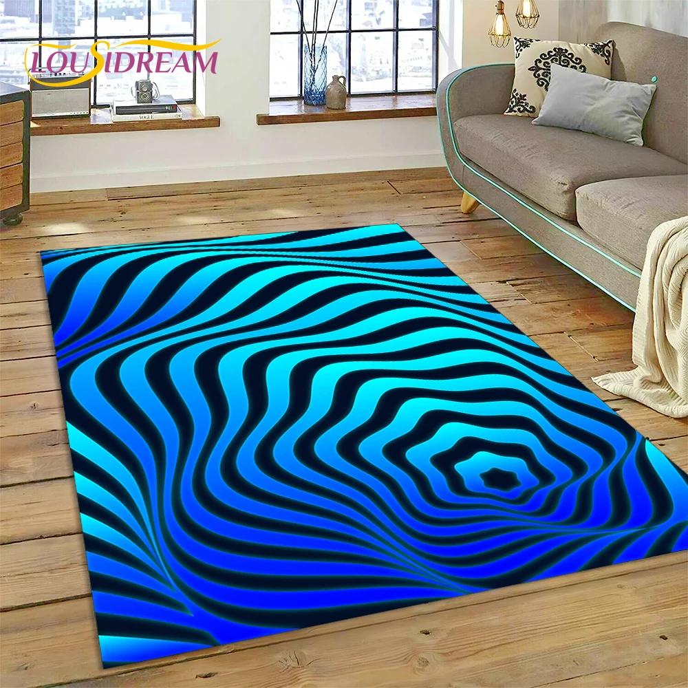3D Vortex Visual Illusions Ковер Ковер для гостиной Спальня Домашний декор, Напольный коврик Нескользящее украшение для дивана Кухня Коврик