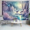 Заколдованный Зимний Лес Гобелен 2D Принт Звездная Оленья Сцена Настенный Магический Снежный Пейзаж Домашний Декор Гостиная
