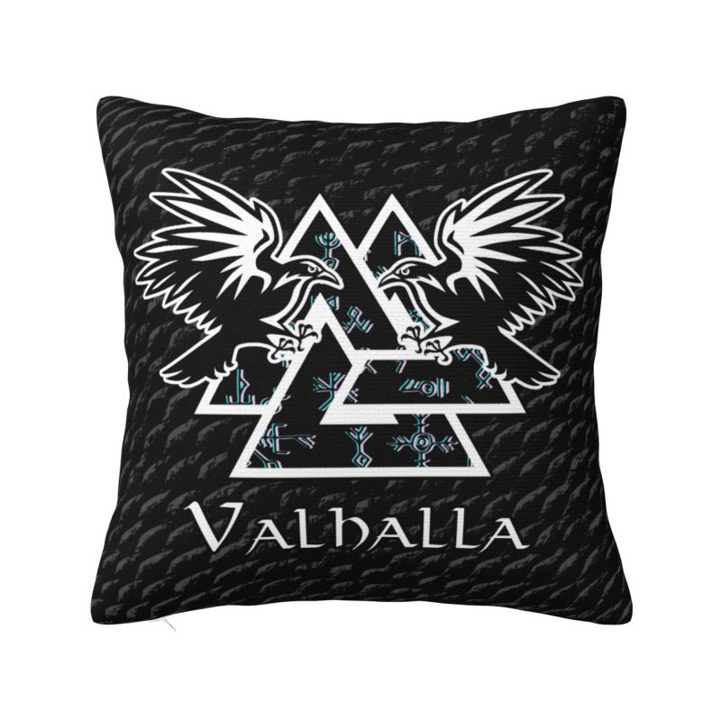 Custom Lucky Charm Viking Compass Vegvisir Cushion Cover xcm Vikings Valhalla Velvet Luxury Pillow Case Home Decoration
