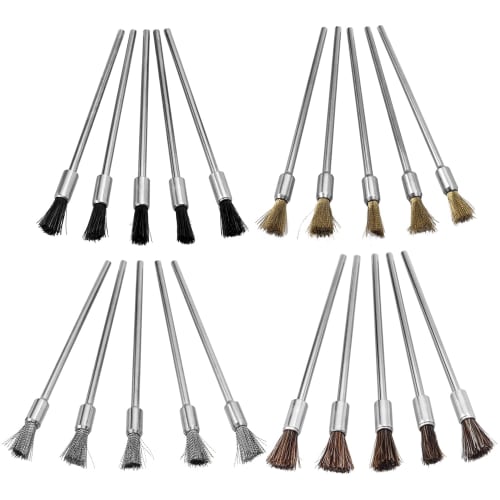 Bestgle Wire Brush Extensions, 20-Piece Set, 3mm Extension Stainless Steel Copper Wire Cleaning End Brushes for Routers, Pen Wire Brushes, Rust and Pa