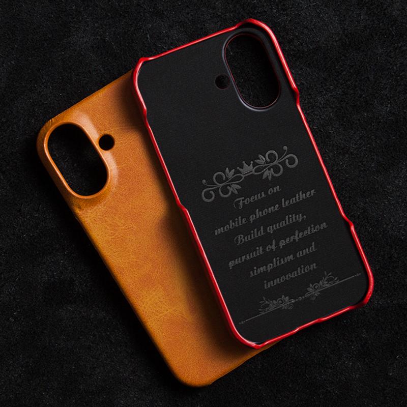 For iPhone 16 Pro Max Case Calf Texture PU Leather Coated PC Phone Cover