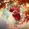 Rustic Rooster Wind Chime 3D Metal Outdoor Hanging Decor for Garden Patio Farm Wedding Birthday Christmas Gift Red White Design