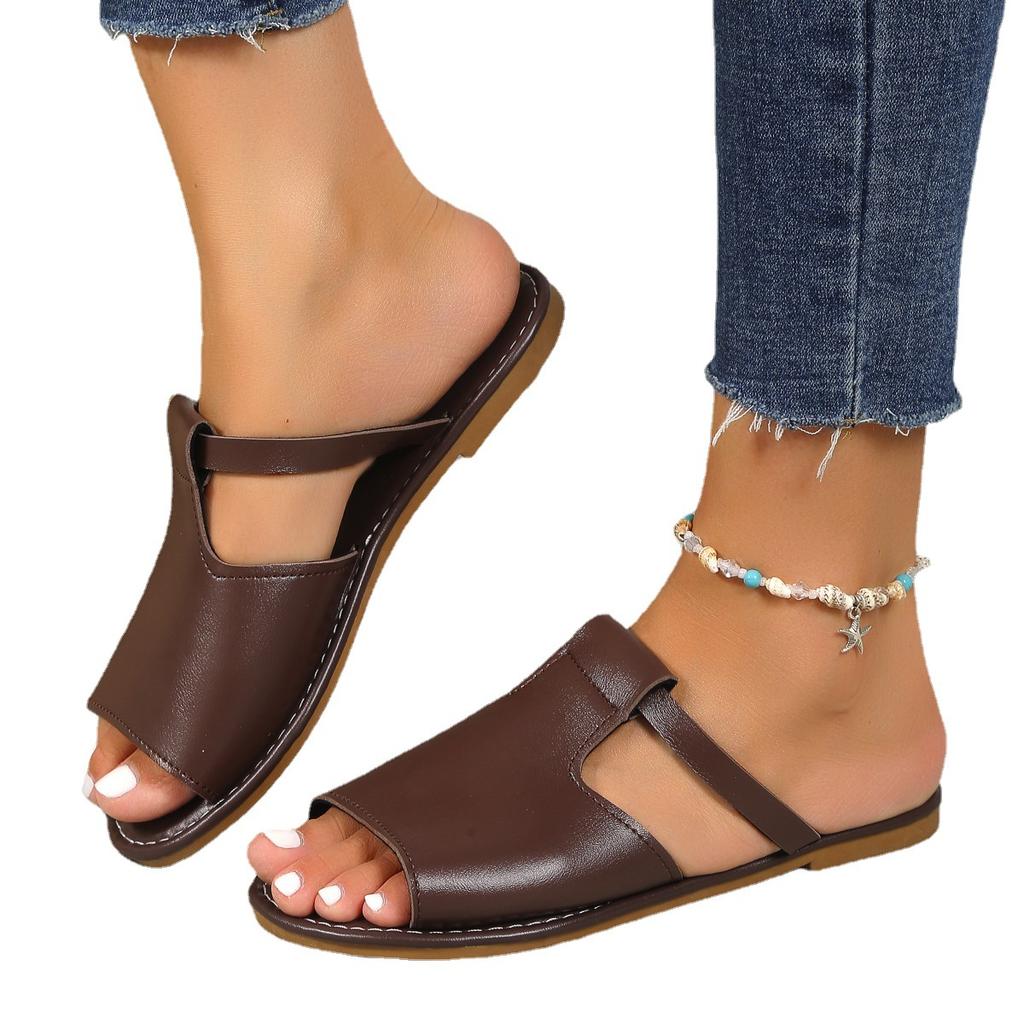 Женские шлепанцы с вырезами, модные шлепанцы из искусственной кожи на плоской подошве, легкая уличная обувь без шнуровки