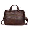 Men's Bag First Layer Cowhide Retro Handbag Zipper Horizontal Briefcase Laptop Bag Men's Shoulder Messenger Bag