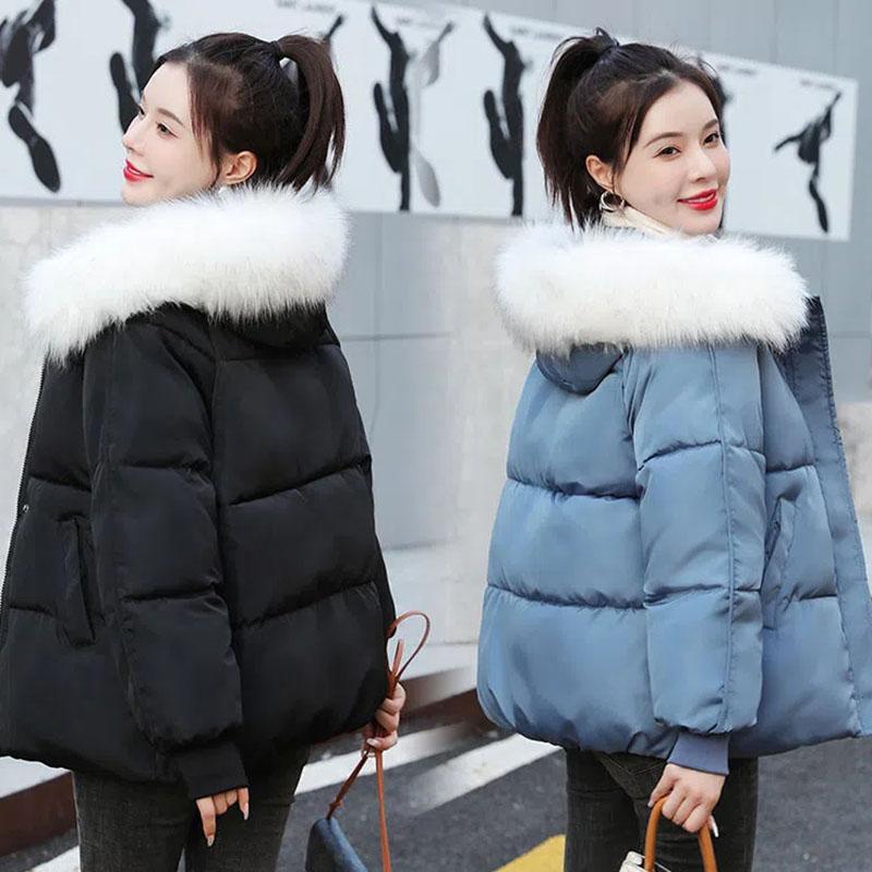 Solid Color Cotton Jackets Korean Style All-match Thick Down Coats Winter Large Size Loose Short Hooded Down-filled Coats