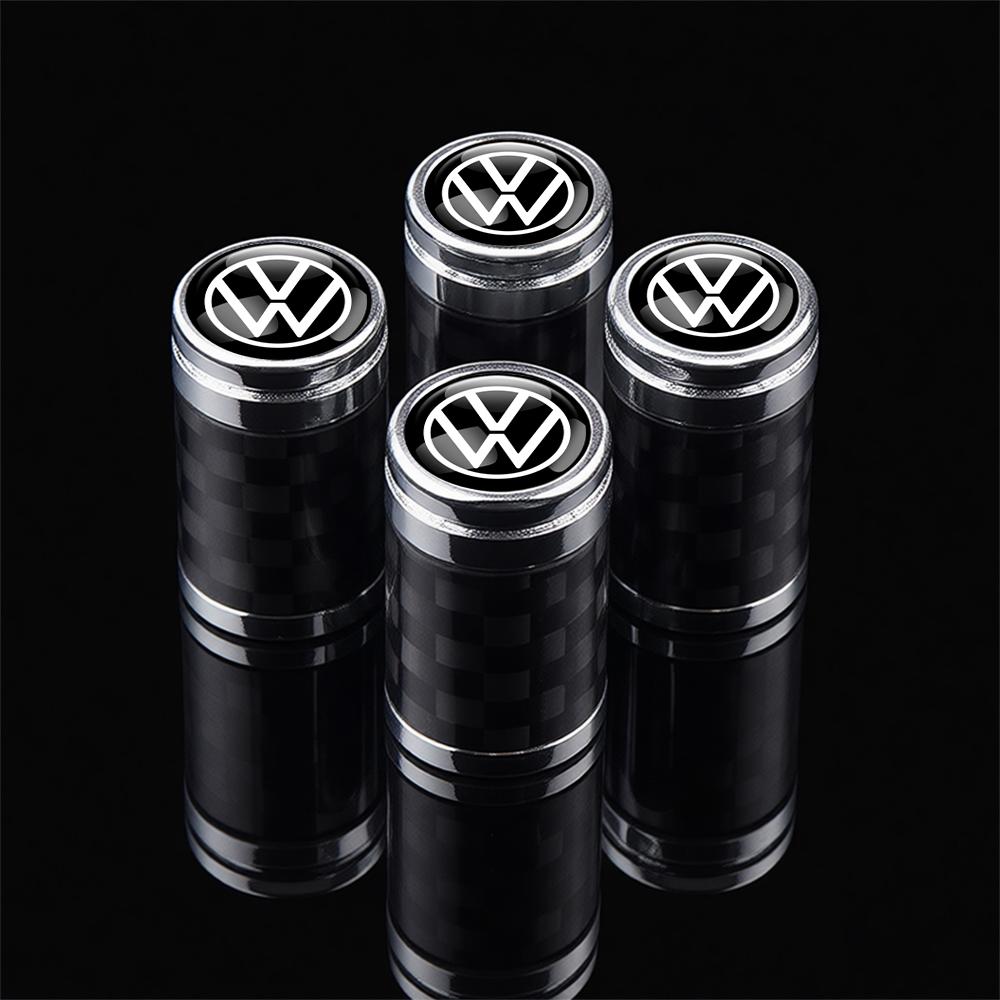 4Pcs Volkswagen Car Tire Decoration Carbon Fiber Wheel Valve Stem Caps Badge for VW Golf 7 Passat MK4 Scirocco CC 4 Motion Caddy