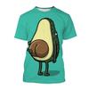 Summer Round Neck 3D Avocado Pattern Printed Top Fashionable Casual Short Sleeved Children's Boy and Girl Kids Unisex T-shirts