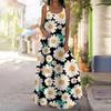 Женское платье-комбинация Длинное платье макси Белое платье с принтом хризантем Весна и лето Досуг