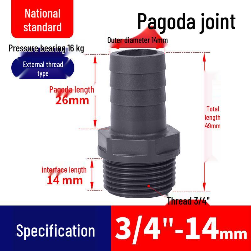 UPVC Pagoda Quick Connect Hose Reducing Fitting - Straight Male Thread (PVC-U)