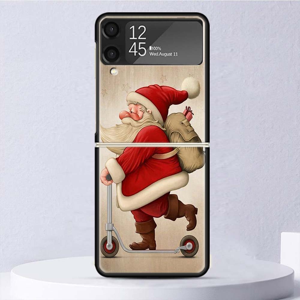 Christmas Santa Claus Present Shockproof Case For Samsung Galaxy Z Flip 7 6 5 4 3 5G Phone Cover Z Flip3 Flip4 Flip5 Flip6 Flip7