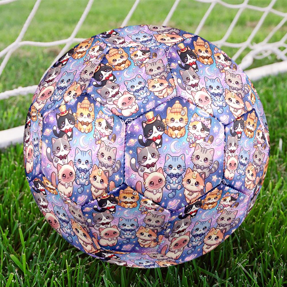 1pc Cosmic Cats Themed Soccer Ball, Size 5, Lightweight PVC Material, Outdoor Training Soccer Ball Gift. q62231