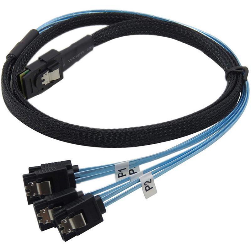 Sas Sata Cable Mini-Sas Sff-8087 To 4 Sata Cable Mini Sas 4I Sff8087 36P To 4 Sata 7P Cable 12Gbps 1/0.5M Hard Drive Data