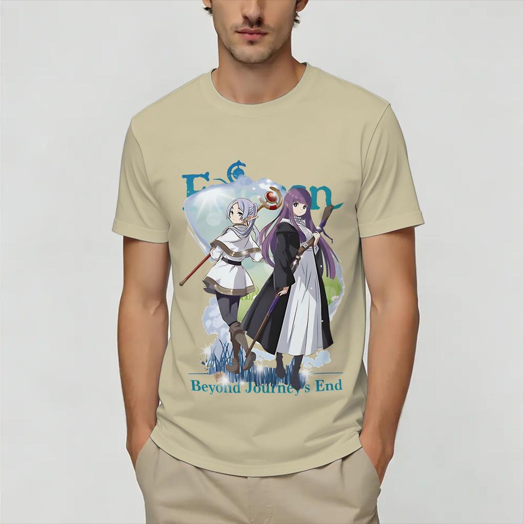 Frieren Beyonds T Shirt for Unisex Cotton Funny TShirts Round Neck Tee Shirt Short Sleeve Tops Summer