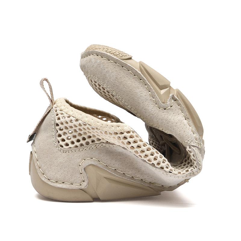 Летние кожаные мужские повседневные кроссовки большого размера, сшитая кожа, сетчатая обувь, мужская обувь «Осьминог»