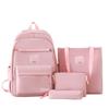 New Schoolbag Simple Solid Color Backpack for Girls Campus Students Four Piece Schoolbag Fashionable Travel Backpack