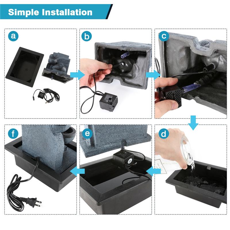 Desktop Flowing Water Waterfall Fountain with White LED Light for Company Office Wealth Feng Shui Tabletop Ornaments Home Decor