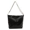 Large Capacity PU Leather Tote Bag Solid Color Women Handbag Retro Chain Shoulder Bag  Party