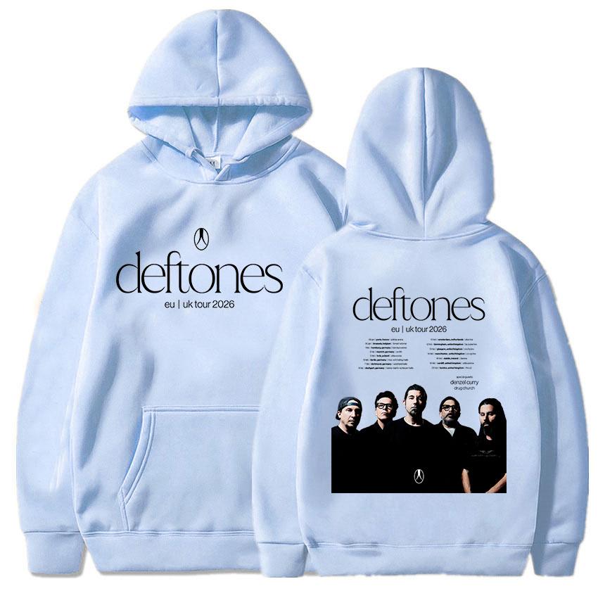 Deftones EU UK Тур 2026 Худи С длинным рукавом Модная толстовка с капюшоном Мужская Женская Одежда Мода Группы Графический принт Пуловеры