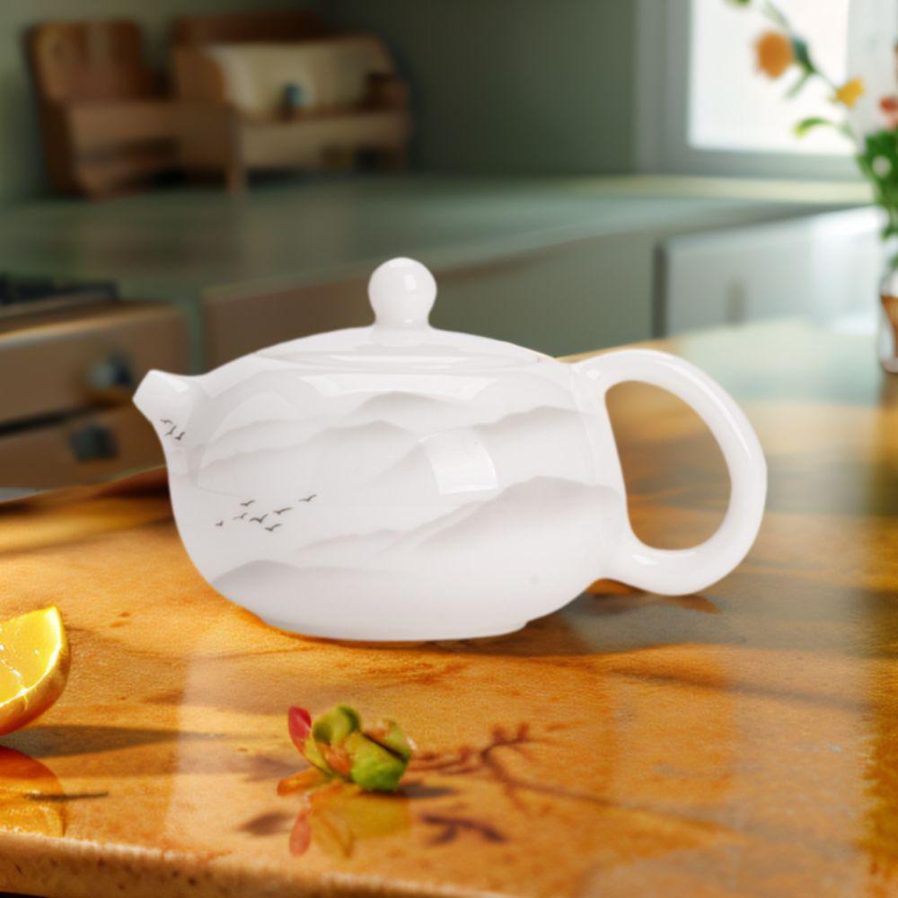 Ceramic White Porcelain Teapot High-grade Xishi Pot Kung Fu Tea Set Tea Brewing Kettle  Kitchen