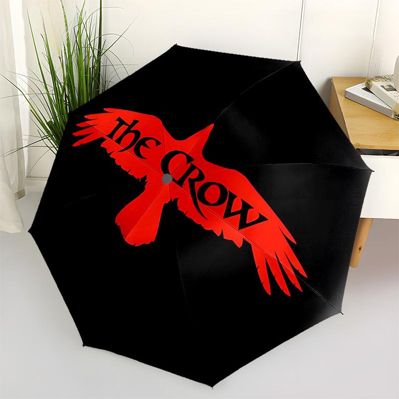 1pc The Crow Automatic Umbrella | Portable Foldable 8-Rib Manual Open, Cute Halloween & Christmas Gift for Outdoor, Casual Accessory, Durable Canopy y